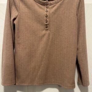 Old Navy Kids Tan Ribbed Long Sleeve Tee